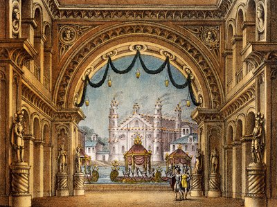 Scenografi af Alessandro Sanquirico (1777-1849) til La Straniera (Den fremmede kvinde), værk af Vincenzo Bellini (1801-1835) af Alessandro Sanquirico