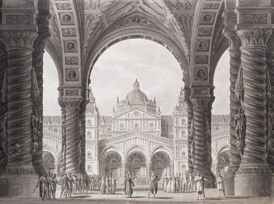 Scenedesign til Opera serie I due Valdomiri af Peter Winter. Teatro alla Scala, 1818. af Alessandro Sanquirico