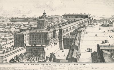 Pavepaladset på Quirinale-bakken, også kendt som Monte Cavallo, tegning og gravering af Alessandro Specchi (1668-1729), Italien af Alessandro Specchi