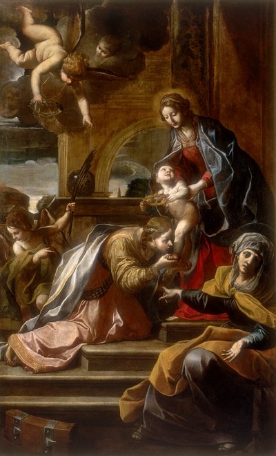 St. Catherines mystiske ægteskab, værk af Alessandro Tiarini, konserveret i Galleria Estense i Modena af Alessandro Tiarini