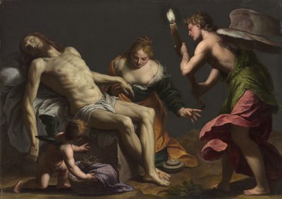 Klagesang over Kristi legeme, ca. 1645-50 (olie på sten) af Alessandro Turchi