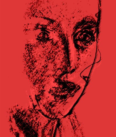 Surprise (rød), 2020, (blandet medier) af Alex Caminker