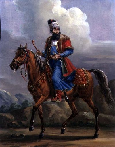 En orientalsk kriger (olie på metal) af Alexander Orlowski