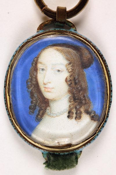 En dame iført en perlehalskæde (akvarel på vellum) (se også 3076018) af Alexander (attr. to) Cooper