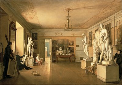 Atelier af kunstneren Alexey Venetsianov (1780-1847) 1827 af Alexander Alexeyevich Alexeyev