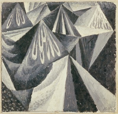 Cubo-futuristisk komposition i gråt og hvidt, 1916 af Alexander Bogomazov