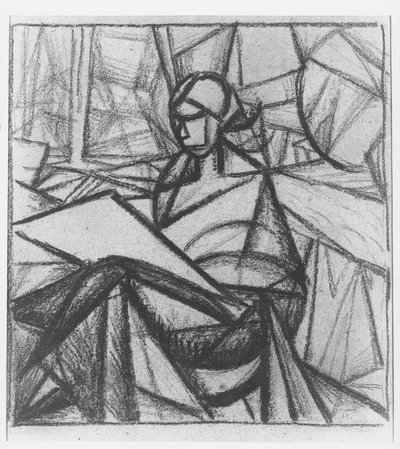 Kvinde, 1914-15 (kul på papir) af Alexander Bogomazov