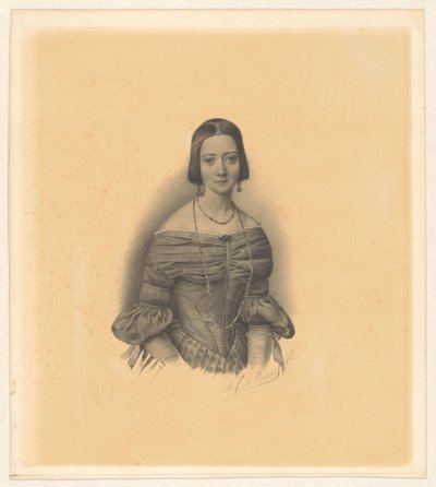 Portræt af Antoinette Marie Henriette Jeanne Reigersman, hustru til Jonkheer Mr. Pieter van den Brandeler af Alexander Cesar August Valois (signed by artist)