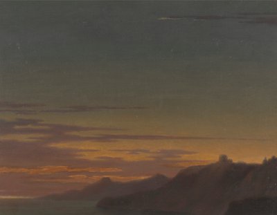 Dagens afslutning: Solnedgang ved kysten af Alexander Cozens