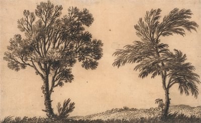 Studie af to piletræer af Alexander Cozens