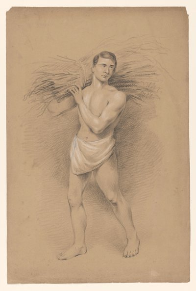 Stående mand med en flok grene på skulderen af Alexander Cranendoncq