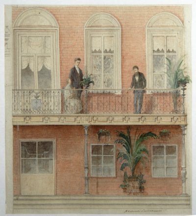 Balkonprojektet til Schwarz Family House i Estate Bely Kolodets, 1875 af Alexander Dmitrievich Litovchenko