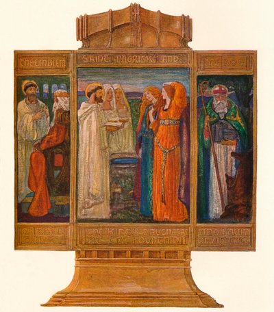 Triptykon i malede emaljer: Scener fra St. Patricks liv, 1903 af Alexander Fisher