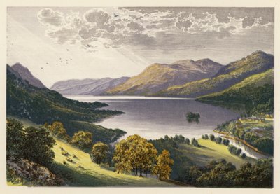 Skotsk Loch-landskab: Loch Earn (farvelitografi) af Alexander Francis (after) Lydon
