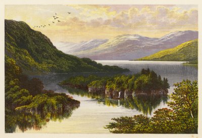Skotsk Loch-landskab: Loch Katrine (farvelitografi) af Alexander Francis (after) Lydon