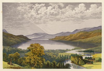 Skotsk Loch-landskab: Loch Tay (farvelitografi) af Alexander Francis (after) Lydon