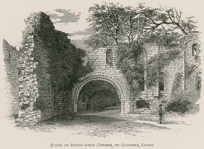 Kirkstall Abbey, ruiner ved det sydvestlige hjørne af Cloister Court af Alexander Francis Lydon