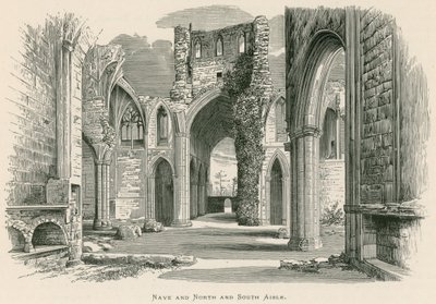 Melrose Abbey, Nave og North og South Aisle (gravering) af Alexander Francis Lydon