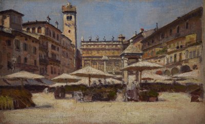 Piazza delle Erbe i Verona, ca. 1900 (olie på lærred) af Alexander Gierymski