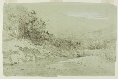 Flodstrøm med bjerge i det fjerne af Alexander Helwig Wyant