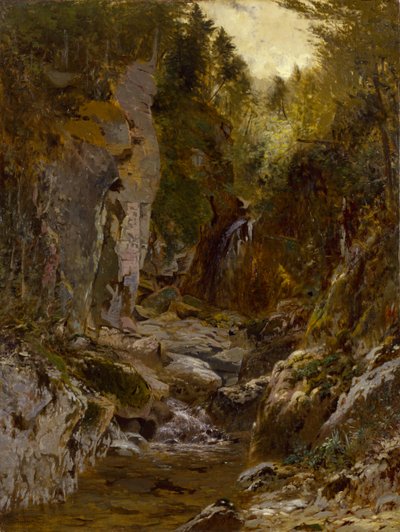 The Flume, Opalescent River, Adirondacks, ca. 1875. af Alexander Helwig Wyant