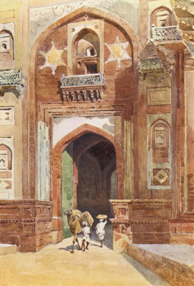 Agra Fort, inde i Delhi Gate (farve litho) af Alexander Henry Hallam Murray