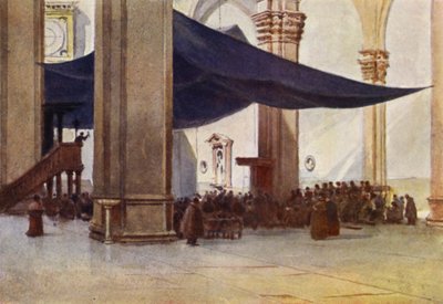 Firenze, Duomoens indre under fastelavnsprædiken (farve litho) af Alexander Henry Hallam Murray