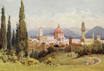 Firenze fra Boboli-haven, ser mod Fiesole (farve litho) af Alexander Henry Hallam Murray