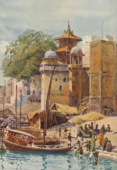 The Bathing Ghats, Benares, c1880 1905. af Alexander Henry Hallam Murray
