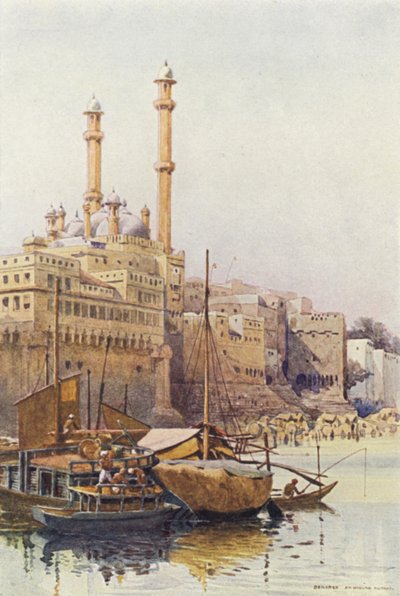 Ghats under Aurangzebs moské, Benares af Alexander Henry Hallam Murray