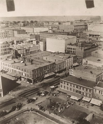 Udsigt nordøst fra kuppelen på retsbygningen i Chicago, 1858 af Alexander Hesler