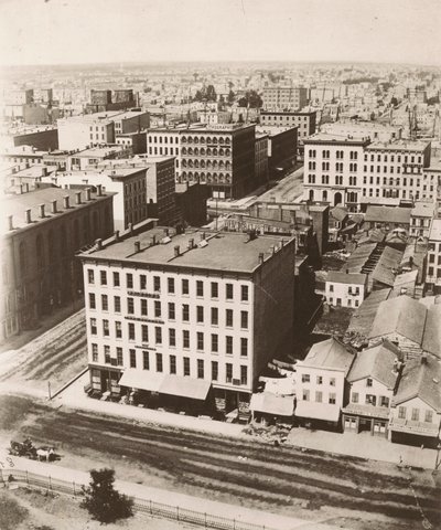 Udsigt nordnordvest fra kuppelen på retsbygningen i Chicago, 1858 af Alexander Hesler