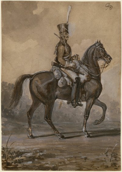 Russisk dragon - Sauerweid, Alexander Ivanovich (1783-1844) - 1820 - Akvarel på papir - 22,9x16,2 - Privat samling af Alexander Ivanovich Sauerweid