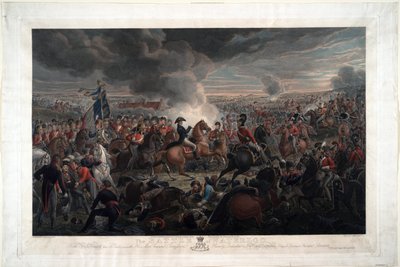 Slaget ved Waterloo - Sauerweid, Alexander Ivanovich (1783-1844) - 1819 - Radering, akvarel - 61,6x91,3 - Privat samling af Alexander Ivanovich Sauerweid