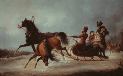 Kejserinde Elizabeth i en slæde (olie på lærred) af Alexander Ivanovich Sauerweid