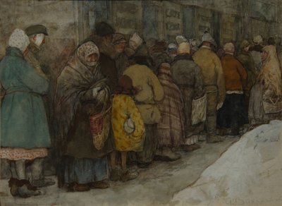 The Queue, ca 1921 af Alexander Ivanovich Vakhrameyev