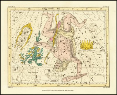 1822 - Alexander Jamieson - Corona Borealis, Hercules og Cerberus og Lyra af Alexander Jamieson