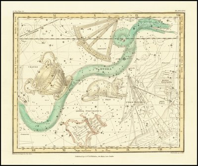 1822 - Alexander Jamieson - Hydra Sextans Felis og Krater af Alexander Jamieson