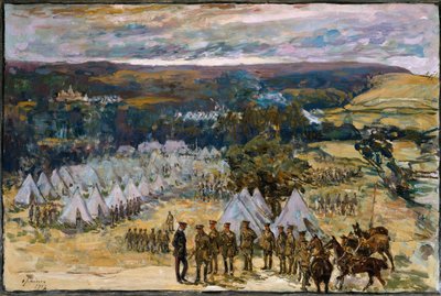 Feltmarskal Lord Kitchener inspicerer 10. bataljon, York og Lancaster Regiment i Halton, 1914 af Alexander Jamieson