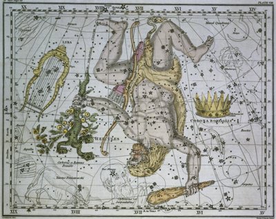 Herkules, fra "A Celestial Atlas", udgivet i 1822 af Alexander Jamieson