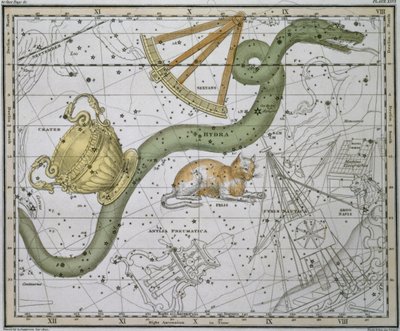 Hydra, fra "A Celestial Atlas", udgivet i 1822 af Alexander Jamieson