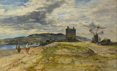 Broughty Castle, ca. 1860 (olie på panel) af Alexander Jnr. Fraser