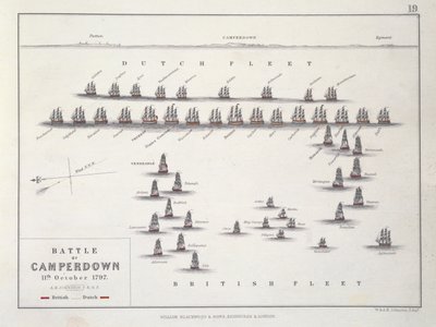 Plan for slaget ved Camperdown, 11. oktober 1797, ca. 1830