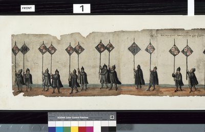 Detalje fra The Huntly Funeral Procession, der siges at være blevet brugt til obsequies af George 1st, Marquess of Huntly af Alexander Kincaid