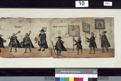 Detalje fra The Huntly Funeral Procession, der siges at være blevet brugt til obsequies af George 1st, Marquess of Huntly af Alexander Kincaid