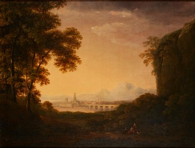Figurer i et skovklædt italiensk landskab (olie på lærred) af Alexander Nasmyth