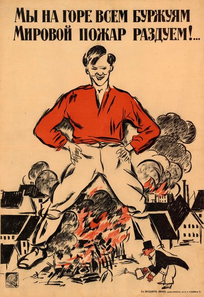 Til alle de borgerliges sorg vil vi fange en verdensomspændende brand!, 1918. af Alexander Nikolaevich Zelensky