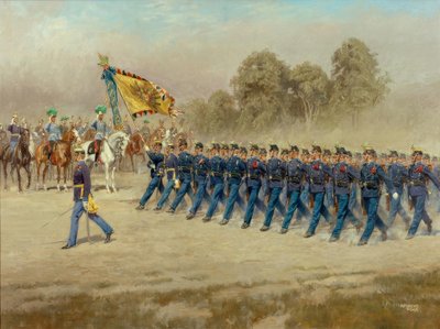 K. u. K. Høje og tyske mesterinfanteriregiment nr. 4 besmitter foran ærkehertug Eugen af Alexander Pock