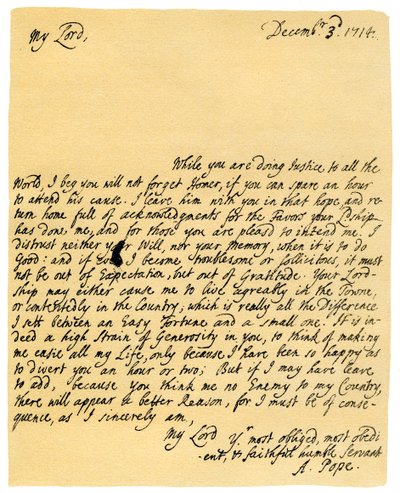 Brev fra Alexander Pope til Charles Montagu, 3. december 1714. af Alexander Pope