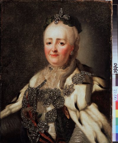 ""Portræt af Catherine II (caterina II) (1729-1796), kejserinde af Rusland"" Maleri af Alexandre Roslin (1718-1795). Statens regionale I. Pozhalostin kunstmuseum, Ryasan. af Alexander Roslin
